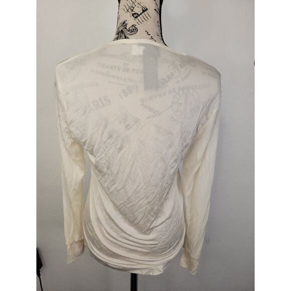 Vintage Eddie Bauer Top Womens SZ M Ivory Silk Pointelle Long Sleeve Base Layer - Picture 7 of 8
